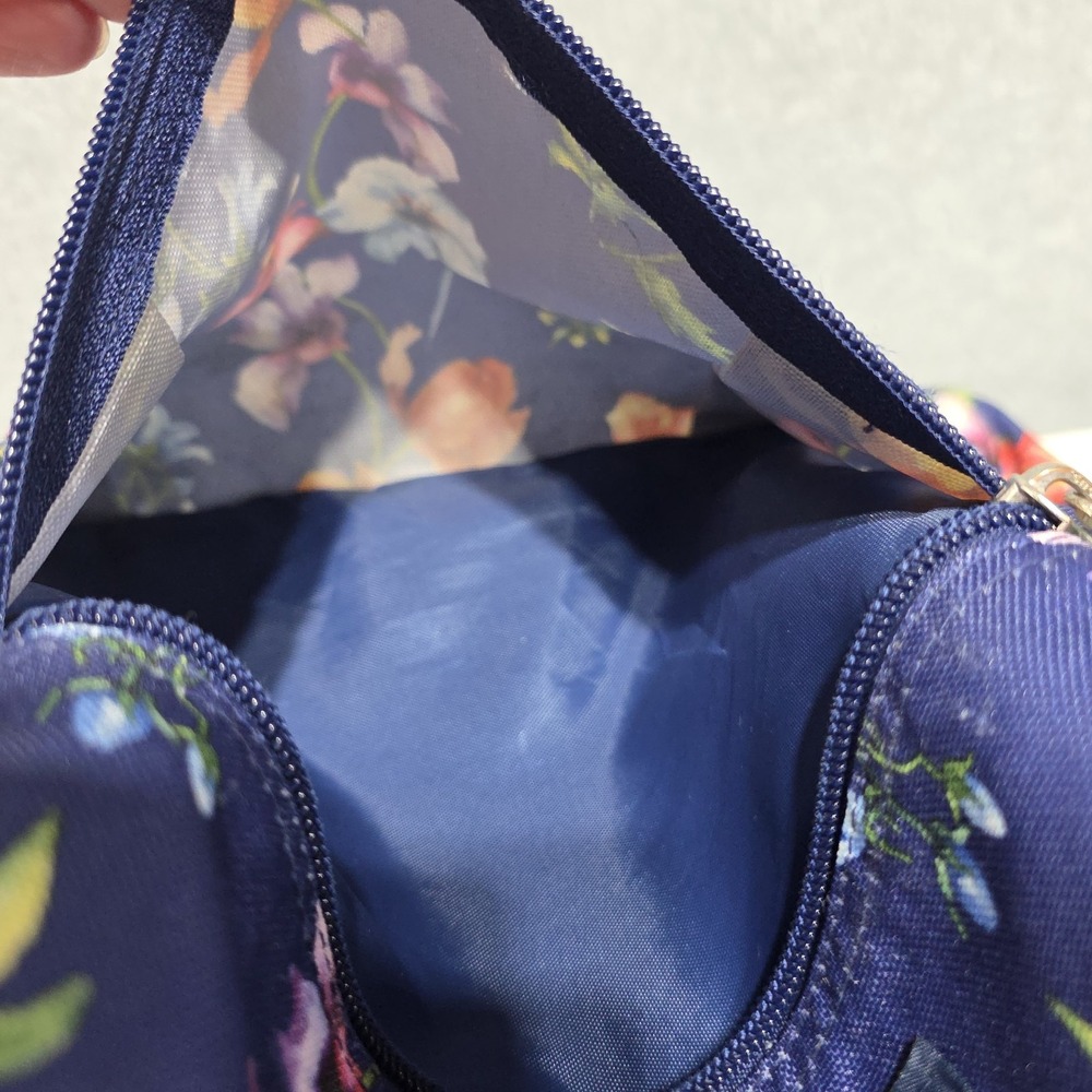 JanSport Big Student Blue Floral Backpack Polyester Zip Pockets - Picture 14 of 15